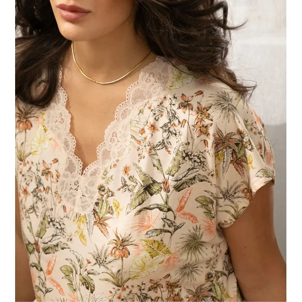 Tunique à fleurs et dentelle Évasion Tropique Matin Tropic