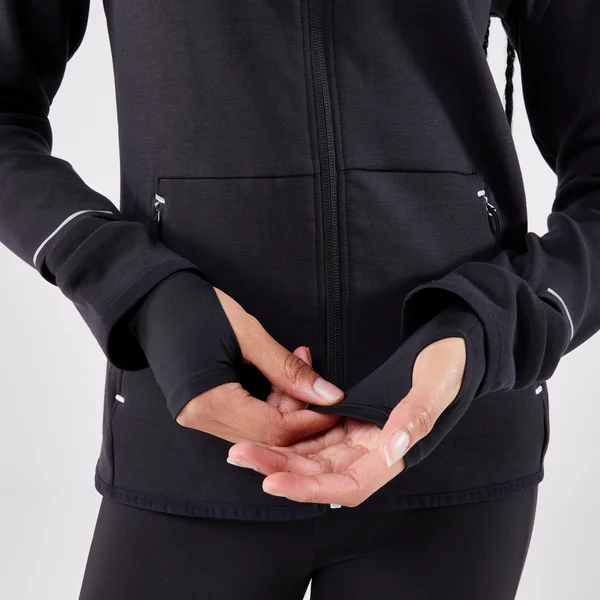 Veste chaude de running Femme, KIPRUN Run 500 Warm Noir fumé