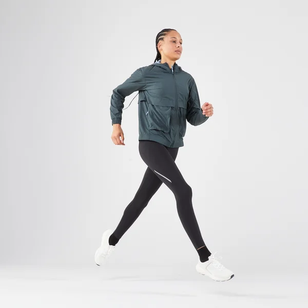 Veste coupe-vent de running Femme - KIPRUN Run 500 Wind verte