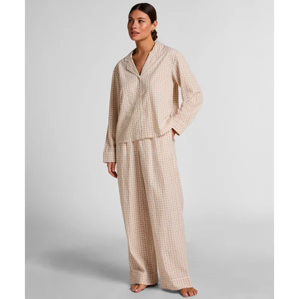 Veste de Pyjama Dobby en Coton Tissé - Beige