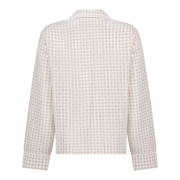 Veste de Pyjama Dobby en Coton Tissé - Beige