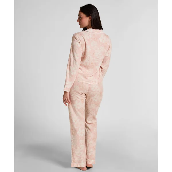 Veste de Pyjama en Lin à Fleurs - Rose
