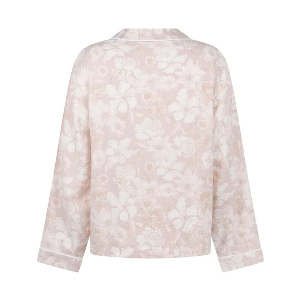 Veste de Pyjama en Lin à Fleurs - Rose