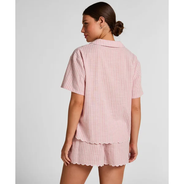 Veste de Pyjama Rayée en Coton - Rose