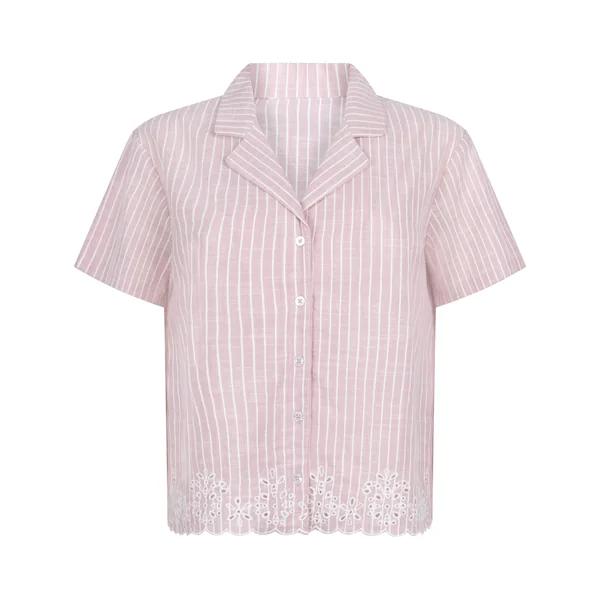 Veste de Pyjama Rayée en Coton - Rose