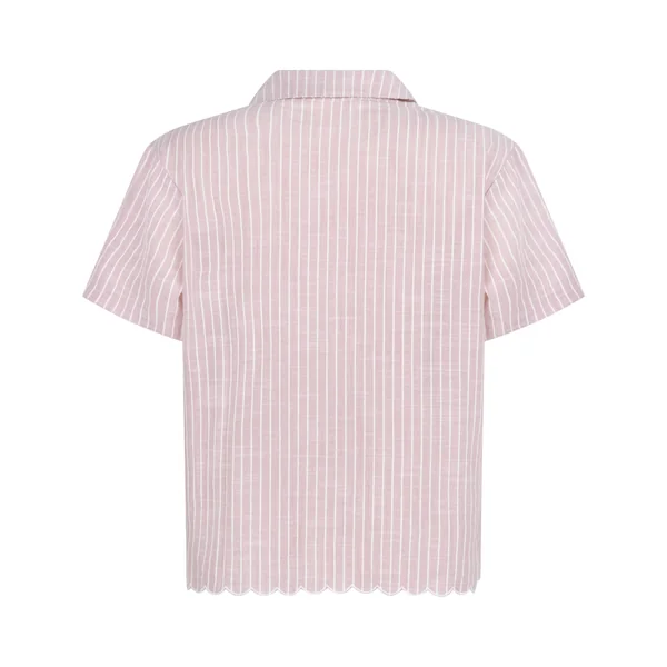 Veste de Pyjama Rayée en Coton - Rose