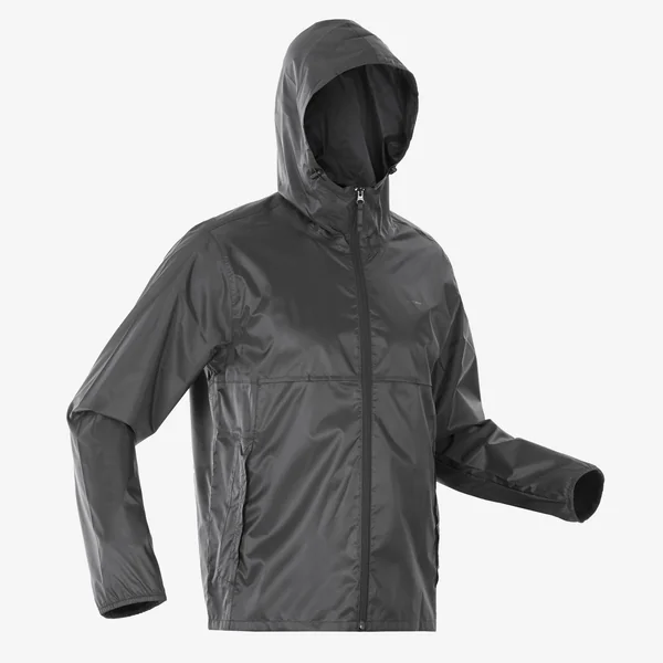 Veste de randonnée coupe-vent imperméable homme, Raincut Full Zip noir