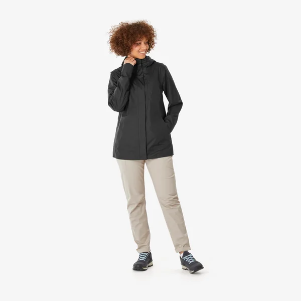 Veste de randonnée imperméable femme, NH500 noir