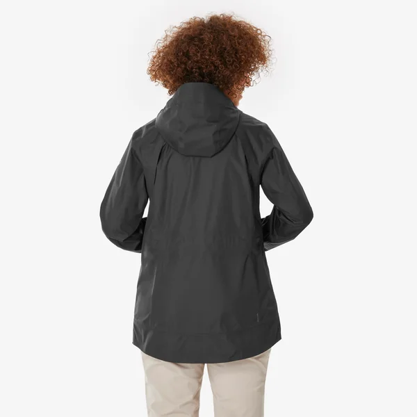 Veste de randonnée imperméable femme, NH500 noir