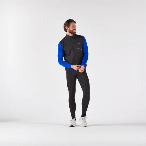 Veste de running coupe vent sans manche Homme, KIPRUN Run 500 noire