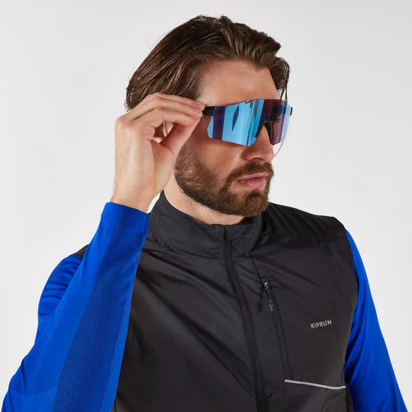 Veste de running coupe vent sans manche Homme, KIPRUN Run 500 noire