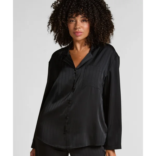 Veste en satin à rayures - Noir