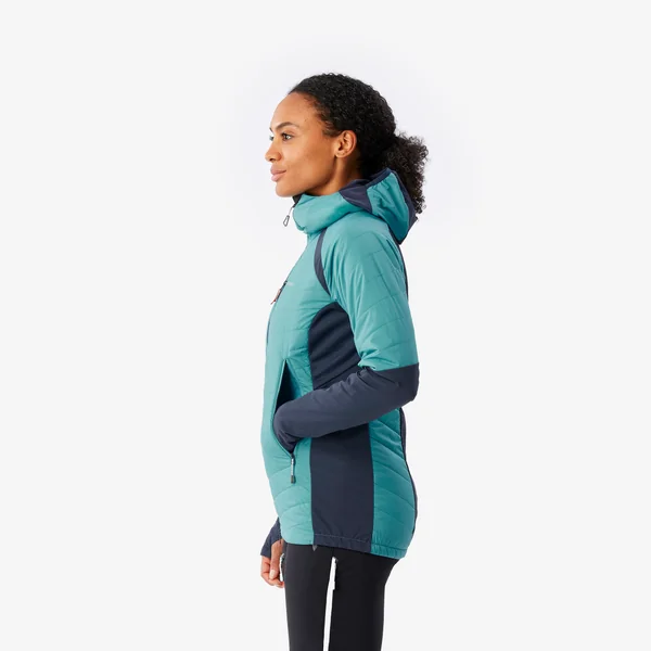 Veste hybride sprint synthétique & laine alpinisme femme - bleu gris