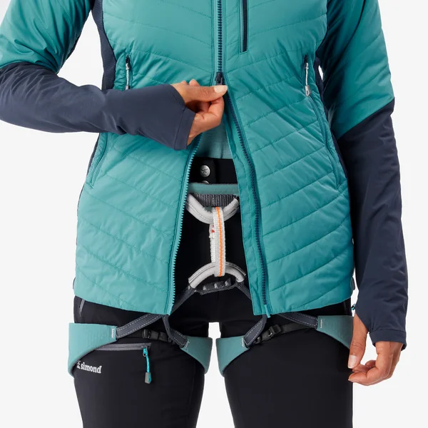 Veste hybride sprint synthétique & laine alpinisme femme - bleu gris