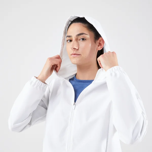 Veste imperméable de running femme - kiprun run 100 rain blanche