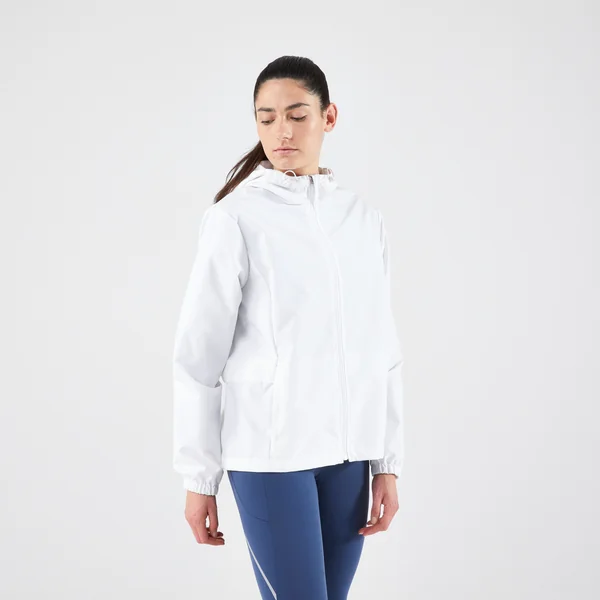 Veste imperméable de running femme - kiprun run 100 rain blanche