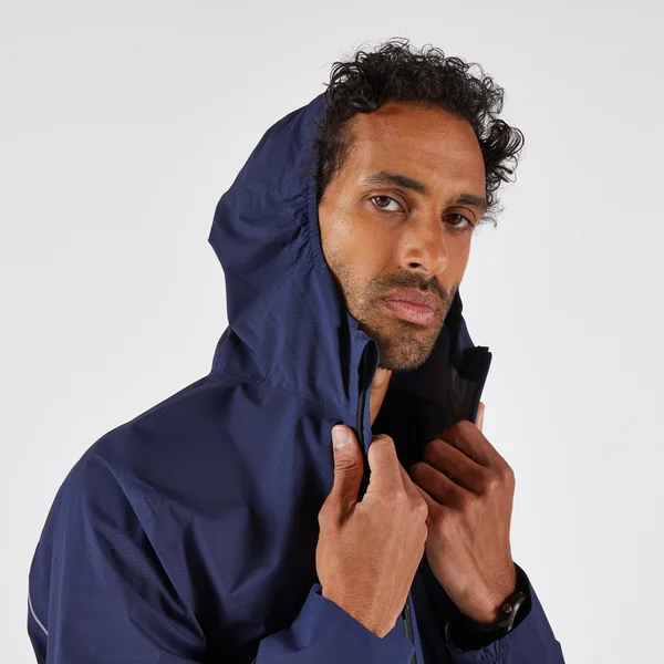 Veste imperméable running trail Homme, KIPRUN Run 500 Bleu