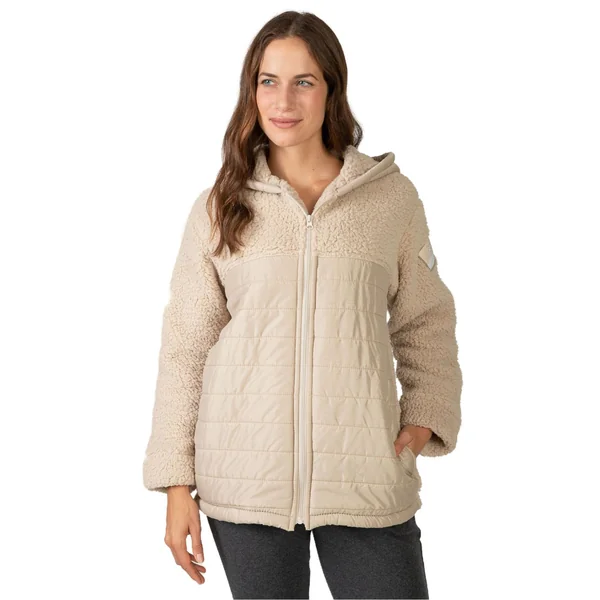 Veste molletonnée beige à capuche et fermeture éclair