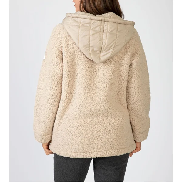 Veste molletonnée beige à capuche et fermeture éclair