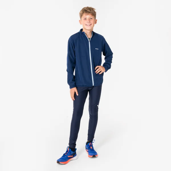 Veste Running coupe vent Enfant - KIPRUN Wind Jacket JR Bleu marine