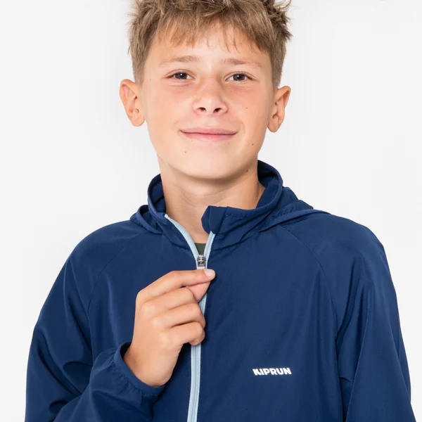 Veste Running coupe vent Enfant - KIPRUN Wind Jacket JR Bleu marine
