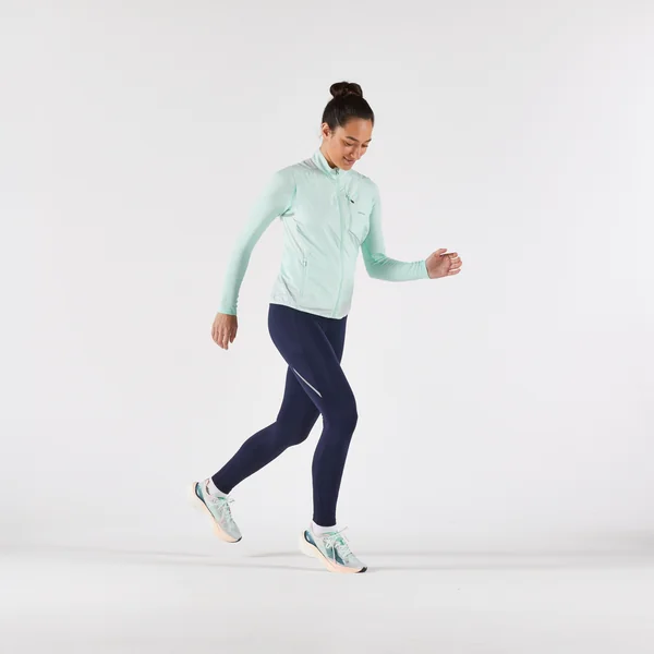 Veste running sans manche coupe vent Femme, KIPRUN Run wind 500 vert clair