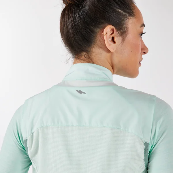 Veste running sans manche coupe vent Femme, KIPRUN Run wind 500 vert clair