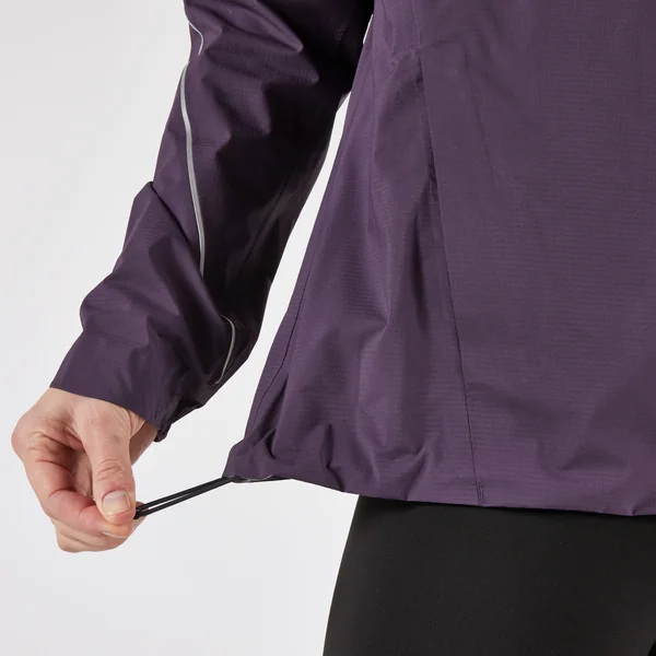 Veste running trail imperméable et respirante Femme, KIPRUN Run 500 aubergine
