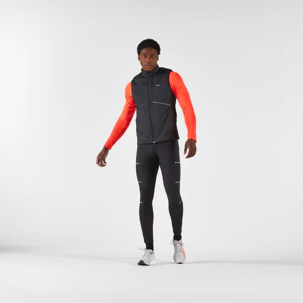 Veste sans manche chaude de running Homme, KIPRUN SL 500 warm noir