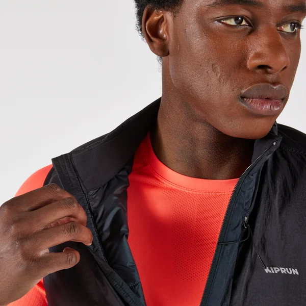 Veste sans manche chaude de running Homme, KIPRUN SL 500 warm noir