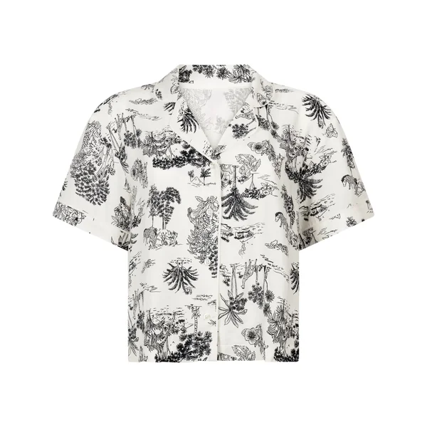Veste tissée à manches courtes - Blanc