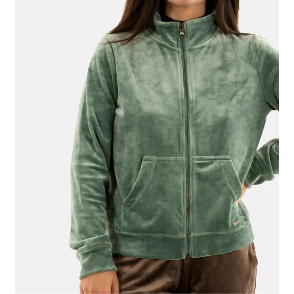 Veste zippée en velours Thurso Sealake vert amande