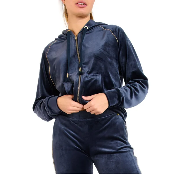 Veste à capuche en velours Helena Seashine Bleu Minuit