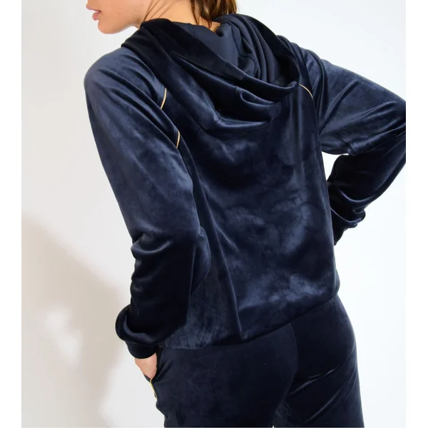Veste à capuche en velours Helena Seashine Bleu Minuit