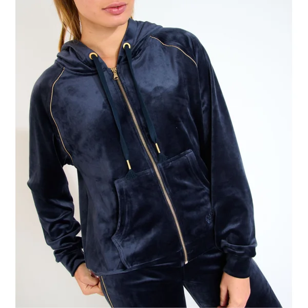 Veste à capuche en velours Helena Seashine Bleu Minuit