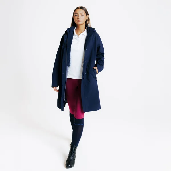 Veste équitation longue imperméable - marine