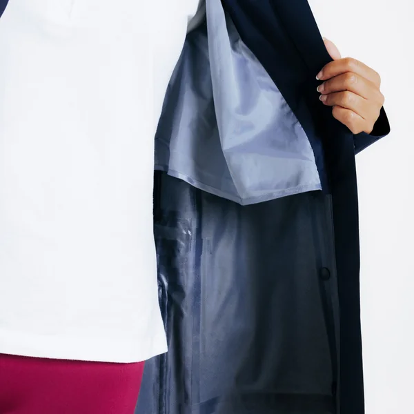 Veste équitation longue imperméable - marine