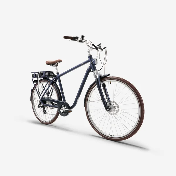 Vélo de ville électrique elops 900 cadre haut bleu marine