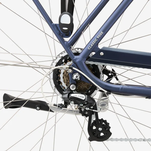 Vélo de ville électrique elops 900 cadre haut bleu marine