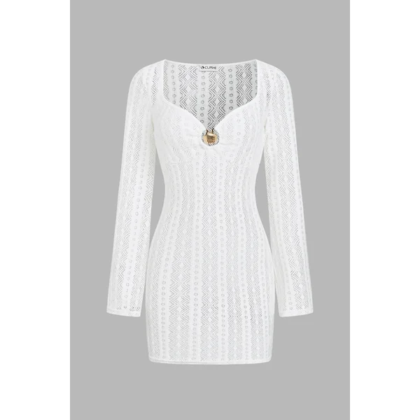 x Camille Robe de plage col cœur manches longues