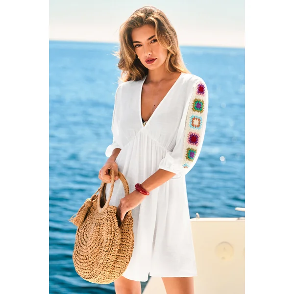 x Camille Robe de plage col plongeant transparente