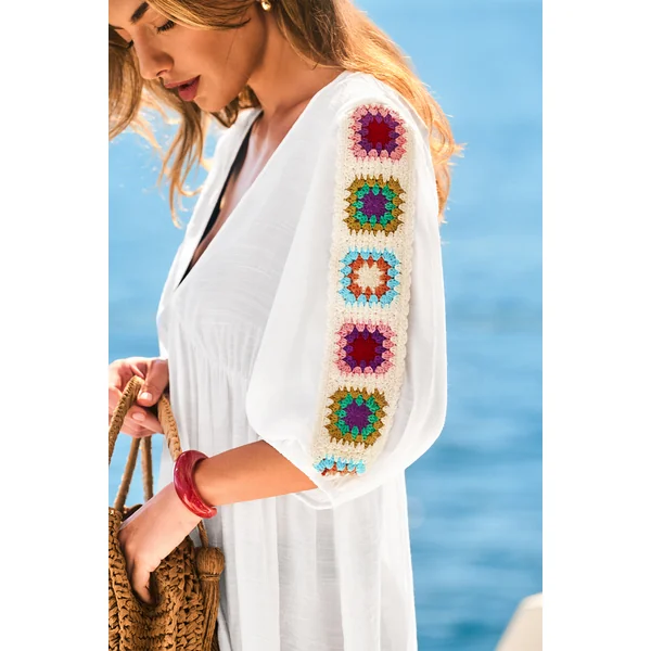 x Camille Robe de plage col plongeant transparente