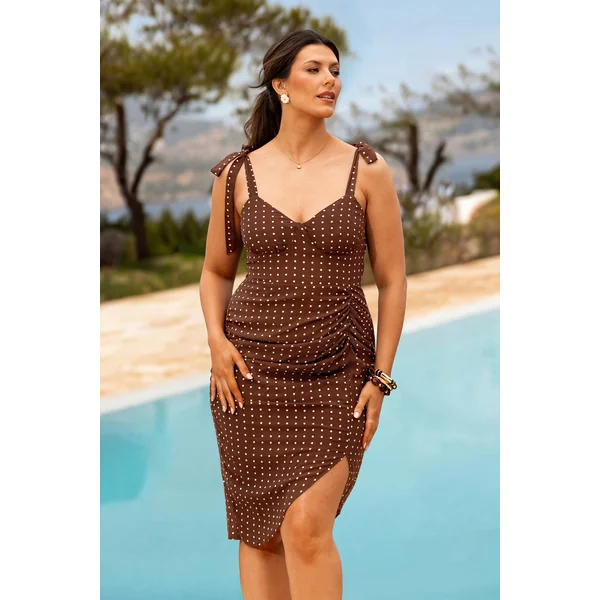 x Camille Robe marron col cœur sans manches