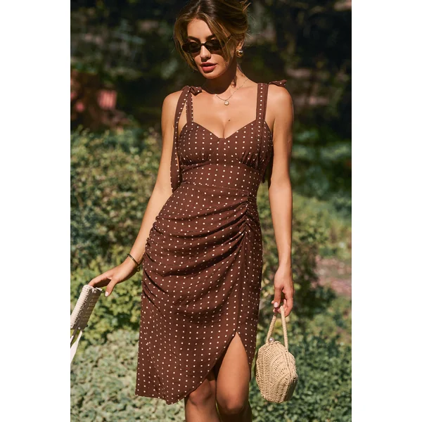 x Camille Robe marron col cœur sans manches