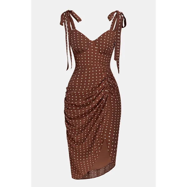 x Camille Robe marron col cœur sans manches