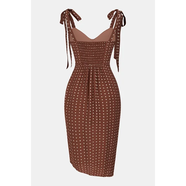 x Camille Robe marron col cœur sans manches