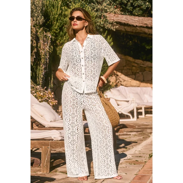x Diane Pantalon de plage taille élastique jambes larges