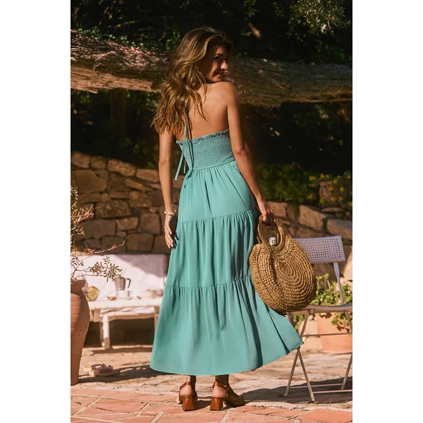 x Diane Robe longue col plongeant sans manches