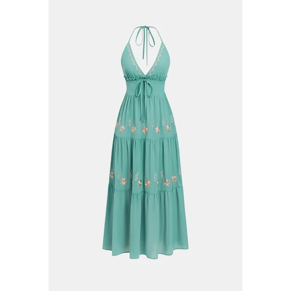 x Diane Robe longue col plongeant sans manches