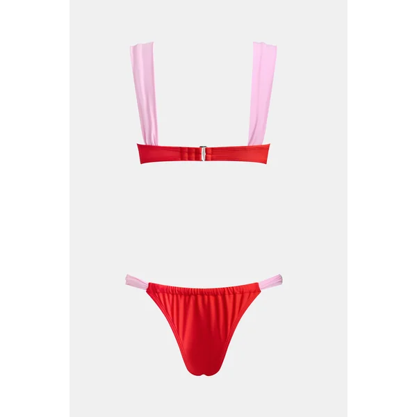 x JJD Bikini bicolore col cœur et bas taille basse